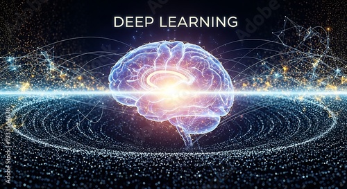 Glowing Brain Deep Learning Concept Art.