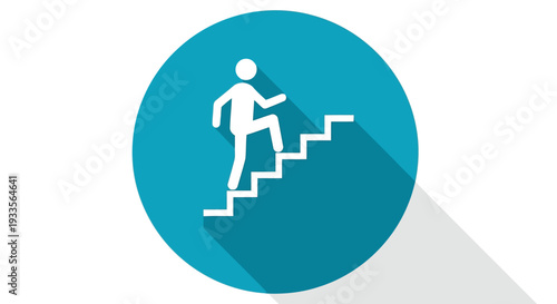 Vector Illustration of Person Climbing Stairs Symbolizing Progress and Success