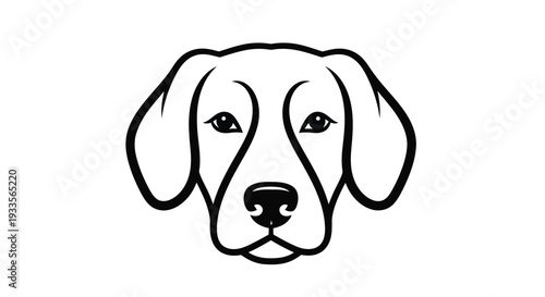 Vector Illustration of a Dog's Face with Simple Lines and Shapes