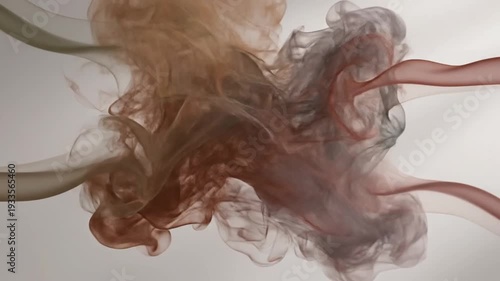 Abstract colorful fluid plumes swirling on a light background