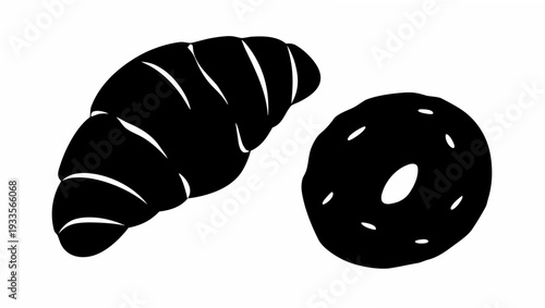 Delicious chocolate croissant and donut treat