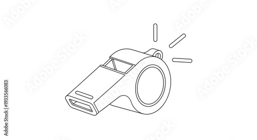 Vector Illustration of a Referee Whistle with Sound Lines