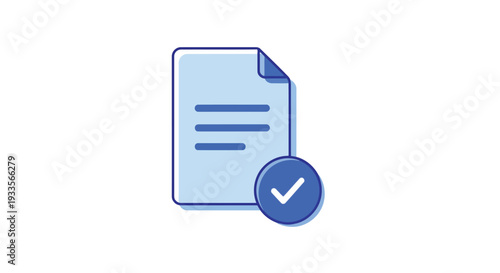 Vector Illustration of Document with Checkmark Symbolizing Verification