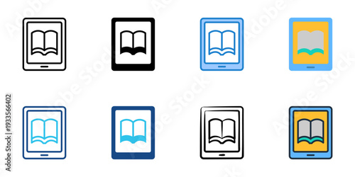 eBook icons set multiple style collection. Editable stroke 
