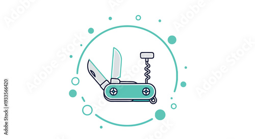 Vector Illustration of a Swiss Army Knife with Corkscrew and Blades