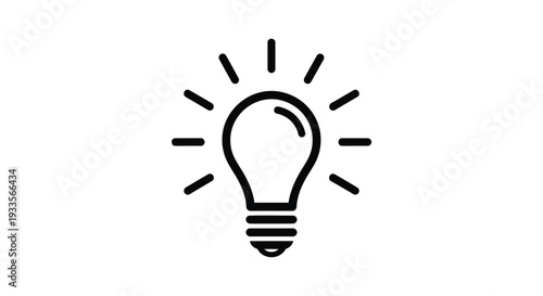 Vector Illustration of a Light Bulb with Radiating Lines Symbolizing Ideas