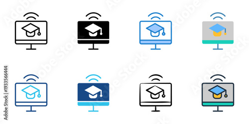 Online course icons set multiple style collection. Editable stroke 
