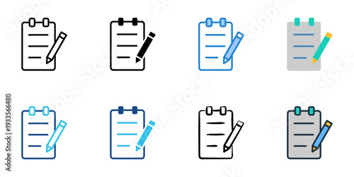 Coaching notes icons set multiple style collection. Editable stroke 
