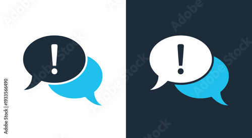 Speech bubbles with red exclamation marks warning icons