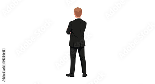 Vector Illustration of a man in a black suit standing with his back turned