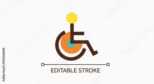 Vector Illustration of Editable Stroke Disability Symbol with Colorful Design Elements