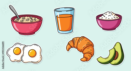 Petit déjeuner sain et équilibré avec des aliments frais et colorés, prêt à être consommé.