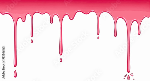 Rose liquide dégoulinant sur fond blanc, texture lisse et brillante, concept de douceur.