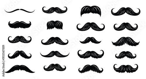 Vector Illustration of Various Mustache Styles and Designs for Creative Use
