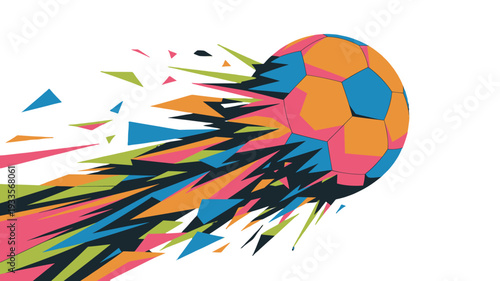 A dynamic illustration of a soccer ball in motion.