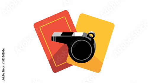 Referee's tools with cards and whistle.