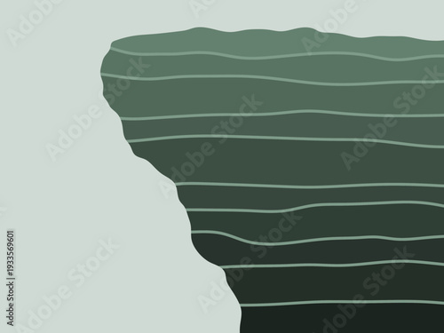 Geologic layered slope. Sedimentary cliff