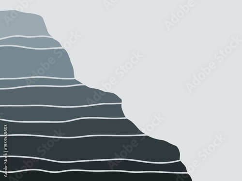 Geologic layered slope. Sedimentary cliff
