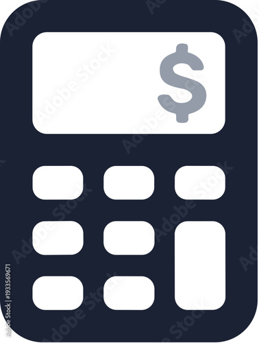 Flat Isolated Calculator Device with Dollar Sign for Financial Application Icon