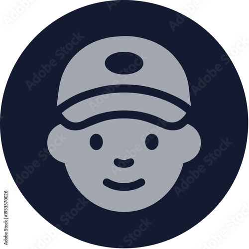 Flat Simple Style Boy With Cap Avatar Icon Isolated On Circle Background