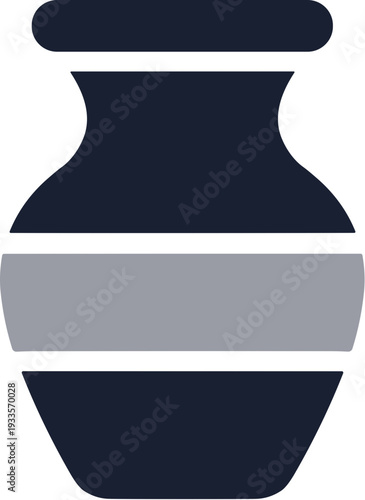 Minimalist Flat Design Ceramic Vessel Interior Pottery Jar Icon Design