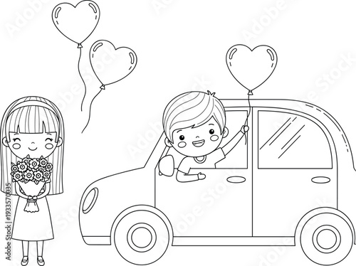 Sad lonely boy sitting at a desk looking out a window in a black and white manga style illustration depicting depression solitude and boredom