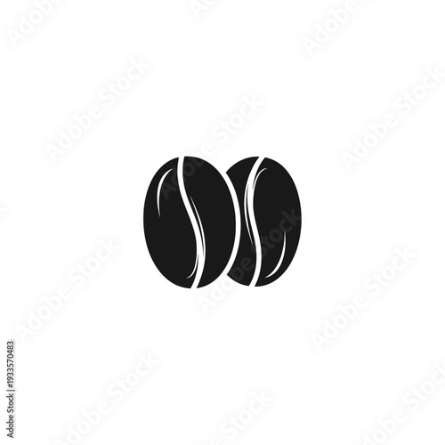 Two Black Coffee Beans Isolated on White Background Simple Icon.