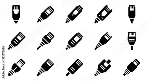 Collection of Various Crayon Icons in Different Orientations and Views