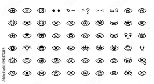 Assorted Eye Icons in Various Designs and Expressions