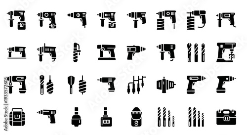 Collection of various tools and equipment for construction and DIY projects displayed in a grid