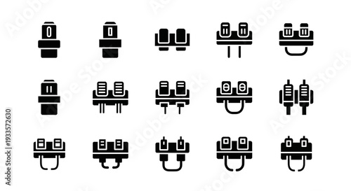 Collection of various office workspace icons displayed in a grid arrangement