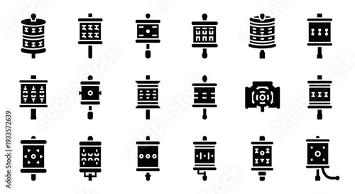 Collection of Various Microwave Oven Icons Displayed on a White Background from a Direct Viewpoint