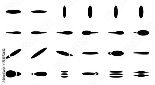 Collection of various black shapes and silhouettes displayed in a grid pattern