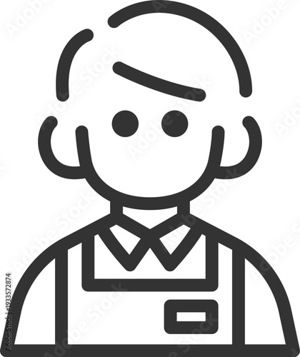 スーパーの男性店員のアイコン（線画）のイラスト