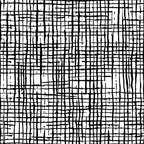 Vector seamless texture of burlap, canvas or jute, black isolated on white background