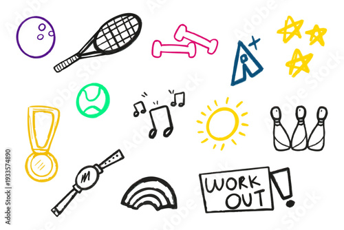 Hand drawn sports doodle