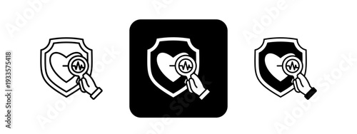 Preventive Diagnostics  Solid color and black line drawing vector illustration set