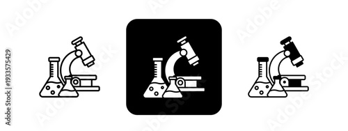 Laboratory Analysis  Solid color and black line drawing vector illustration set