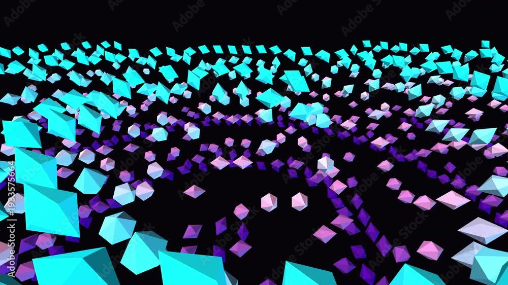 Matrix Undulation Seamless 4K procedural VJ loop of iridescent 3D quantum polyhedrons ...