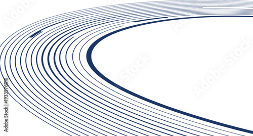 Abstract Blue Lines Forming a Curved Path on a White Background