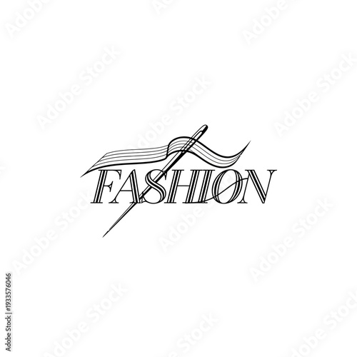 Fashion wordmark with needle and thread design.