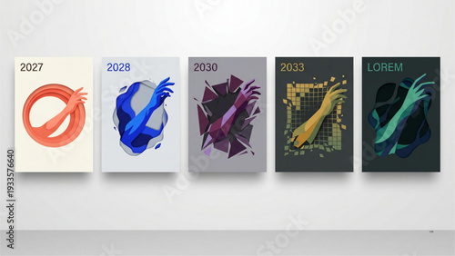Creative Yearly Poster Collection with Abstract 3D Art