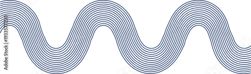 Abstract Wavy Lines Pattern with Concentric Blue Curves on White Background