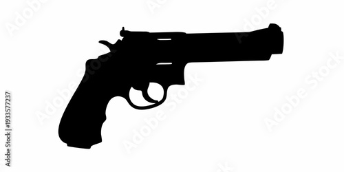 Silhouette of a revolver handgun against a plain white background