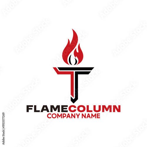 Flame Column Torch logo design for company branding, modern fire emblem and corporate identity.