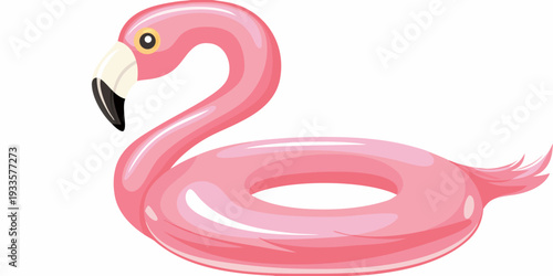 A vibrant pink flamingo shaped as an inflatable pool float