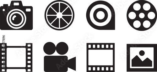 Collection of black representing and production reel strip