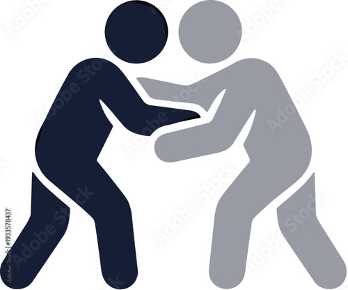 Simple Flat Style Wrestling Duel Silhouette Sport Game Illustration