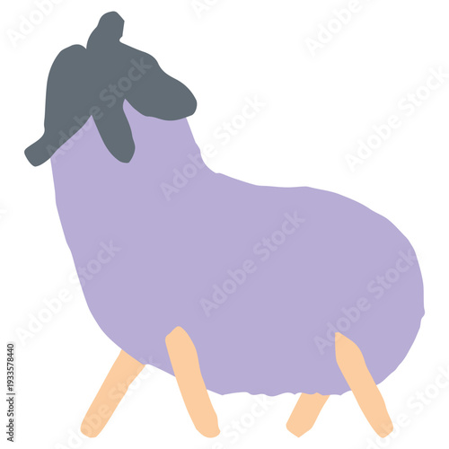 8月の園だよりに使いやすい シンプル手描き素材シリーズ｜なすの牛（精霊牛） / Eggplant Spirit Cow for Obon