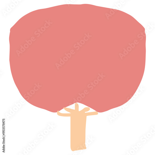 8月の園だよりに使いやすい シンプル手描き素材シリーズ｜うちわ（赤） / Red Uchiwa Fan Illustration